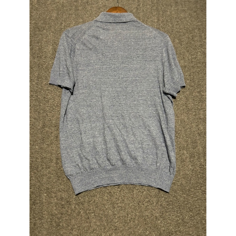 Suitsupply linen cotton blend polo shirt blue mens preppy Large designer - Picture 3 of 7